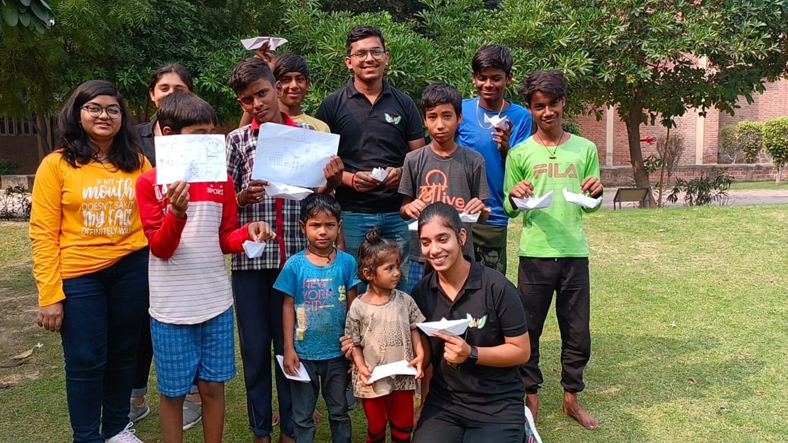 Children learning at an education drive